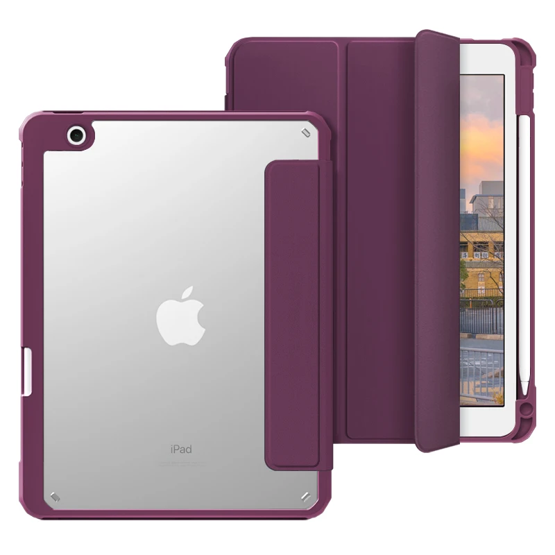 

Soft Transparent with pen slot cover for iPad 7 8 9 Generation case 2021 10.2 case