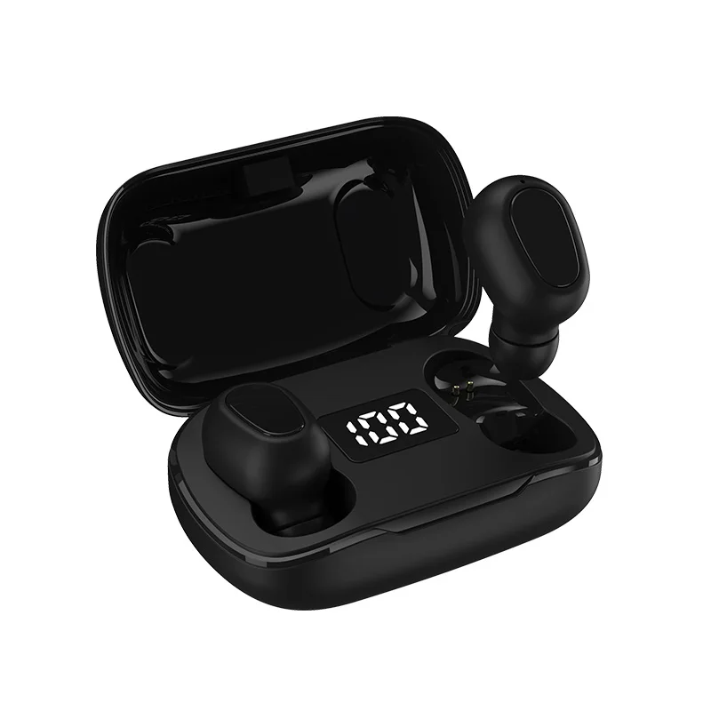 

TWS L21 Pro Wireless Earphone Hifi Stereo Headset Sports Noise Cancelling Gaming Digital Display Headphones Microphone, Black