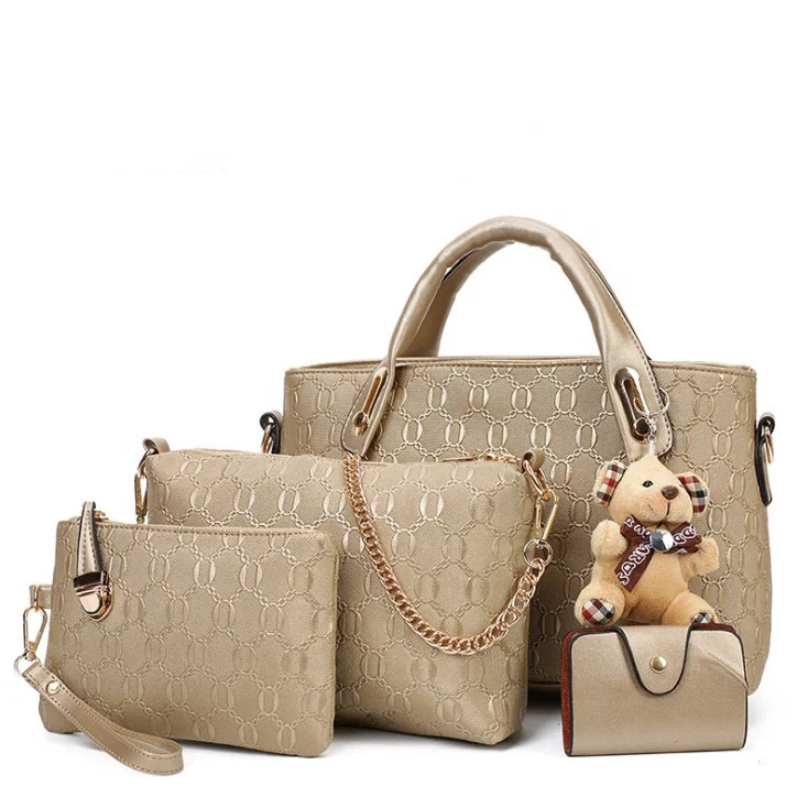 

Hot Sale 4 Pieces Pu Leather Bag Set Lady Fashion Handbag Bag Tote Messager Crossbody Purse And Handbags For Women, Customizable