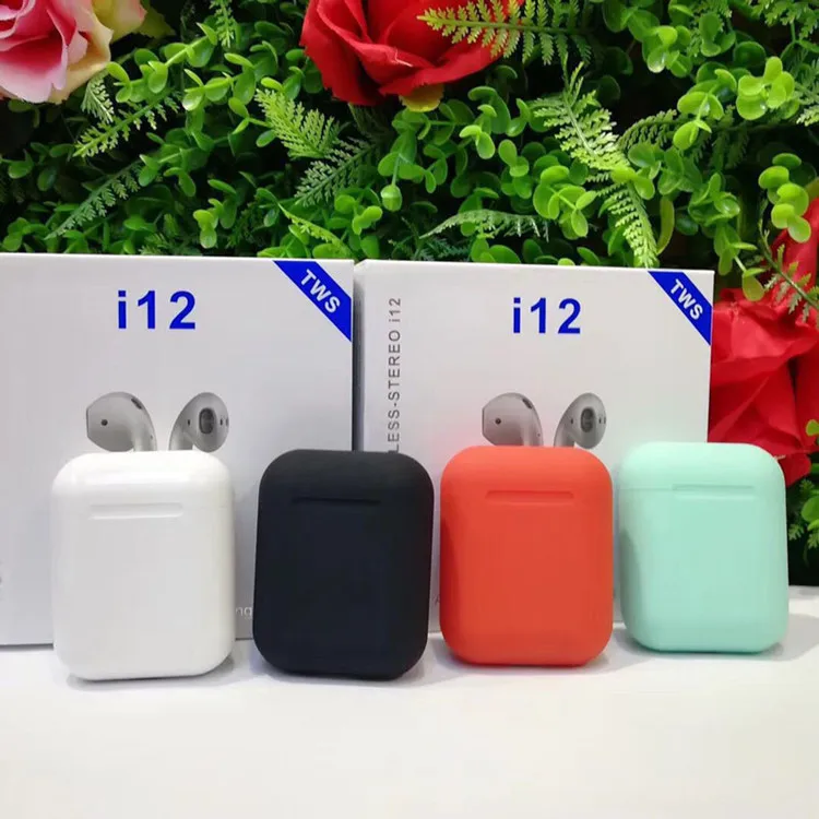 

Fast delivery colorful i12 TWS wireless earbuds earphone i12 newest version no noise true stereo earbuds TWS I12 with charge box