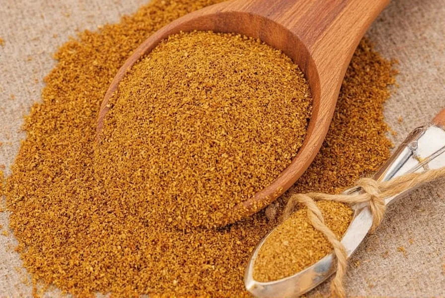 Fresh cumin seeds and ground cumin powder on wooden background