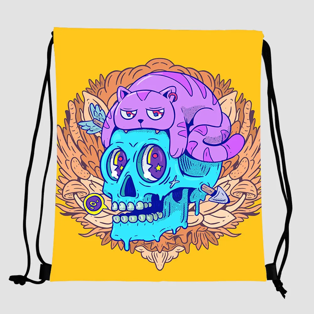 

custom cute Halloween promotional gym kids eco friendly string polyester drawstring bags