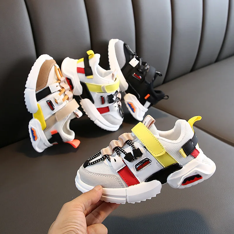 

High quality rubber children shoes sport sneakers, White/black/brown