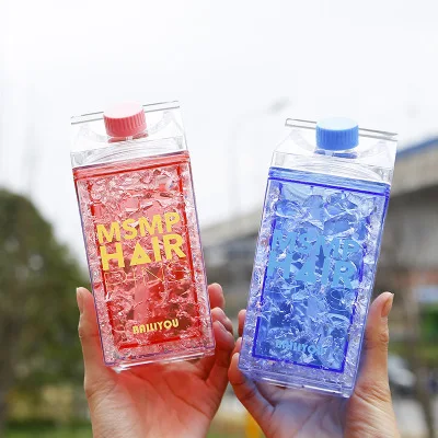 

Feiyou new design 400ml milk carton double wall tumbler cups travel drinking plastic water bottle, Customized color