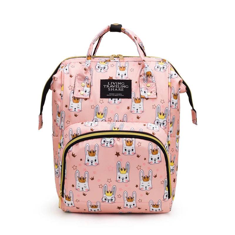 

Custom Cartoon mother and baby multifunctional travel backpack waterproof printed mothers diaper bag