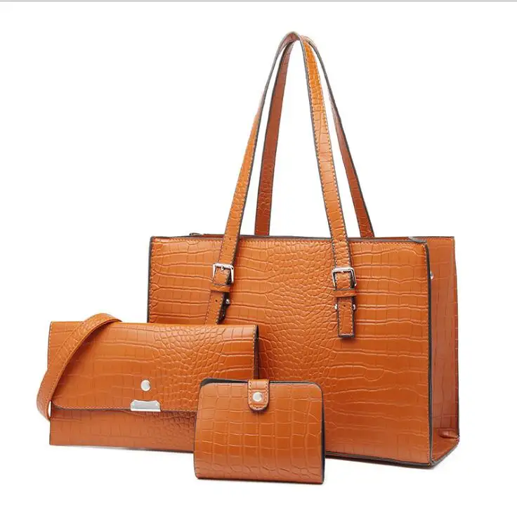 

Women Bag Oil Wax Big PU Leather Handbags for Women Tote Handbags Ladies Bags 3pcs set