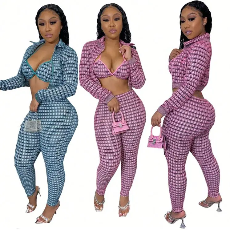 12334NA latest design women long sleeve print two piece coat clubwear Women Clothing 2 Piece Set