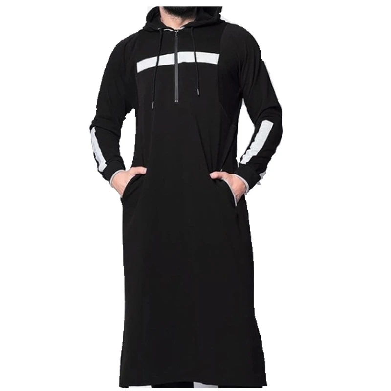 

Material Moroco Style Men Thobe with Hood 2020 High Quality Sport Muslim Men Abaya Thobe Thobe / Thawb Middle East Cotton&linen, 6 colors mixed
