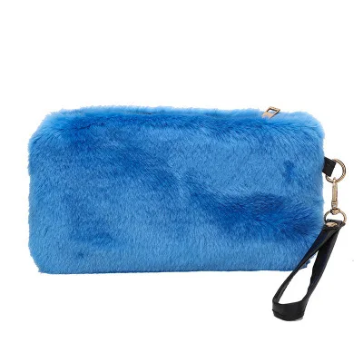 

Jtfur Fashion women clutch bag faux rabbit fur hand carry coin purse, Customized color