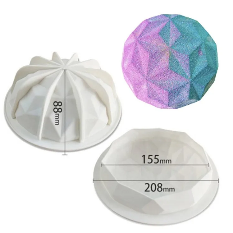 

Large Single round shape mousse cake mold diamond semi sphere french dessert silicone baking mold, Picture colors any pantone color can be customized