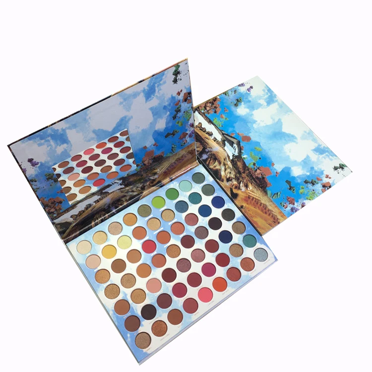 

Wholesale makeup high pigment make your own brand private label glitter custom eyeshadow palette, 63 colors