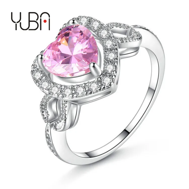 

Fashion Ring Cushion Cut Zircon big pink Diamonds Stone 925 Silver Engagement Wedding Band Ring for Women