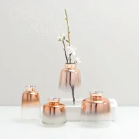 

Cocostyles bespoke elegant rose gold glass flower vase with mirrored image for home decor ikebana traditional wedding flowers