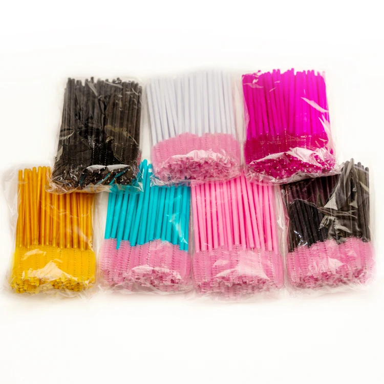 

Nylon Plastic Disposable Eyelash Brush Spoolie Pink Gold Black Mascara Lash Wands Cosmetic Eye Brush, Various