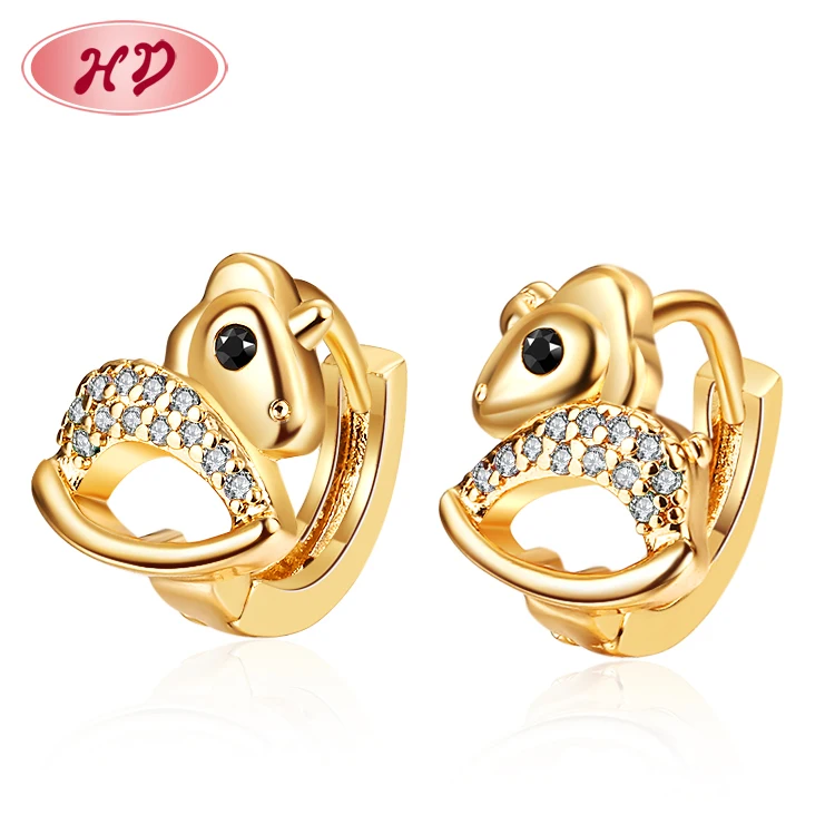 

Fast Shipping cubic zirconia aretes trojan eighteen karat gold plated cute huggies earings jewelry women