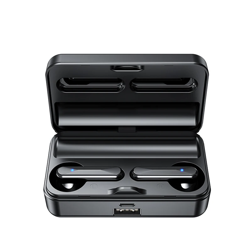 

Compatible With All Bluetooth Devices B68 Wireless Earphone Bluetooth Ear Phone With Mirror Battery Power LED Display, Black/white