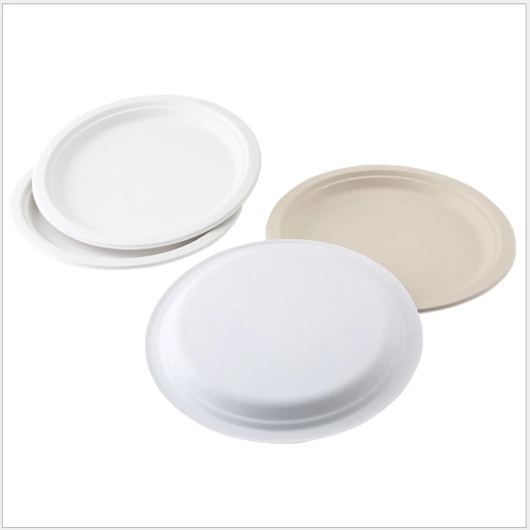 

ECO Friendly Biodegradable Disposable Leak-resistant Salad Sugarcane Bagasse Plate, 3color