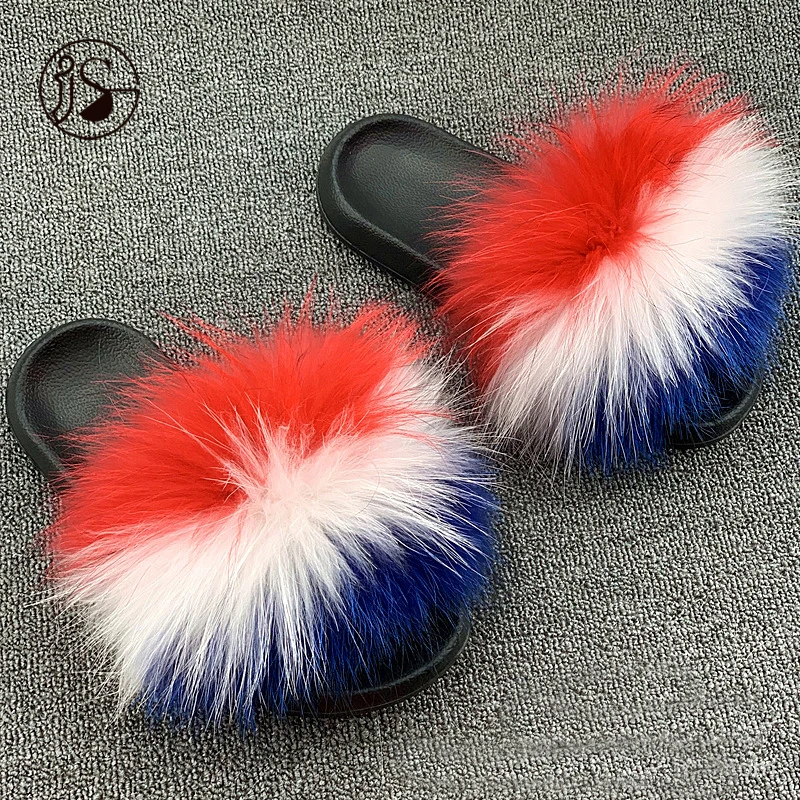 

2021 Hot Various Styles Custom Exquisite Furry Sandals Wholesale women Slippers Colorful Fur Slides for women, Picture