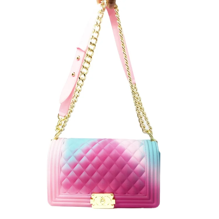 

Amazon hot selling ladies summer fashion trends luxury rainbow purse lady crossbody chain bag handbags quilted stylish handbags
