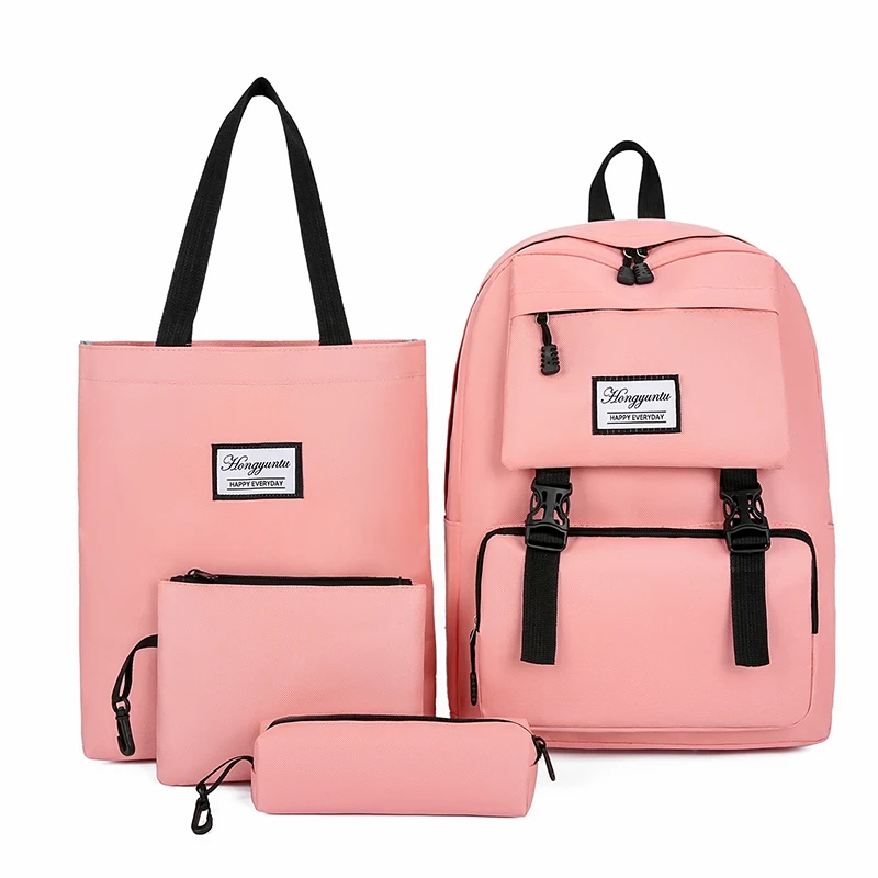 

Japan Style Factory Wholesale Design Custom Logo Women Lady School Laptop Daily Backpack 4 PCS set Bagpack Bag, Pink, green, black, red, grey or custom