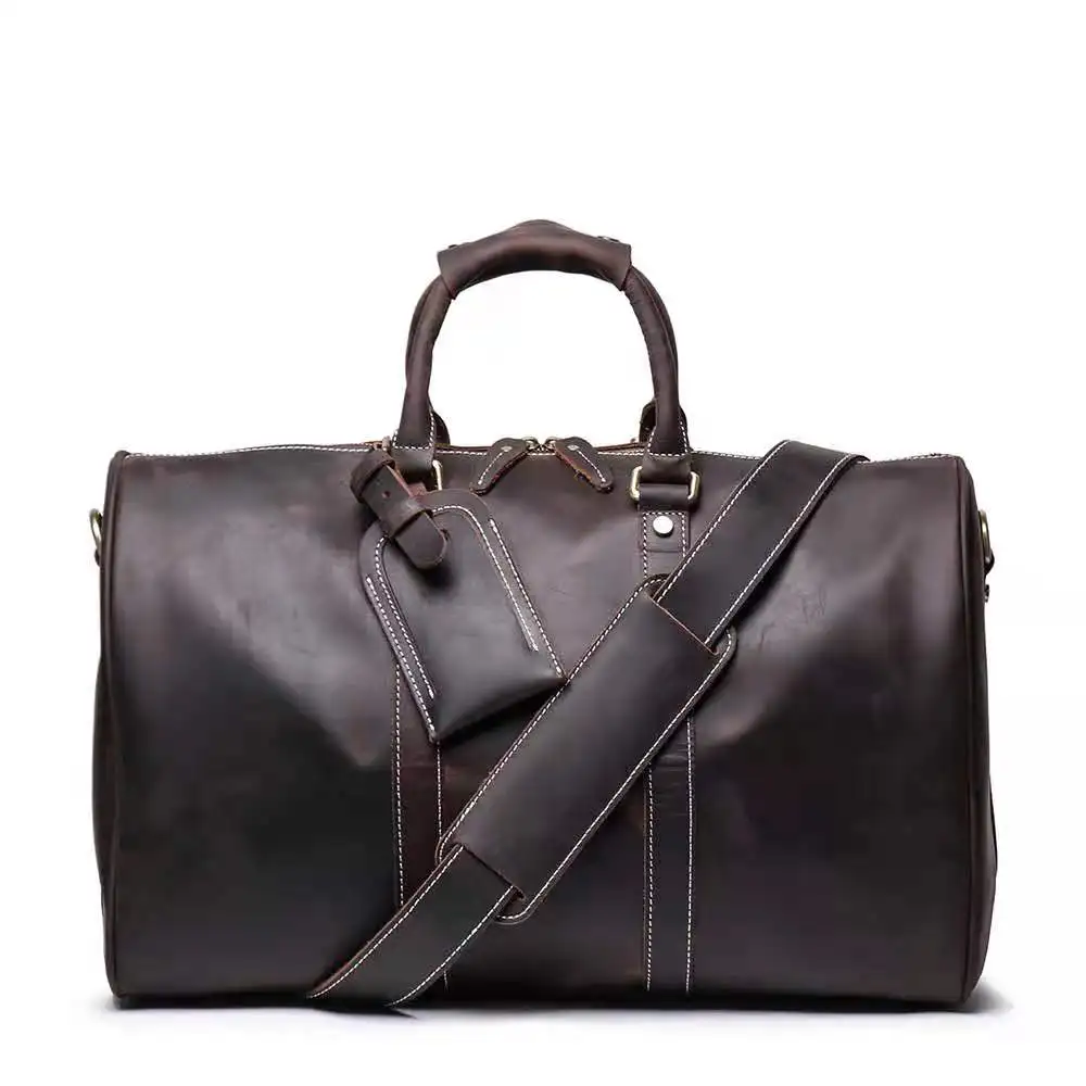 

Weekend Bags Genuine Leather Men Travel Duffel Holdall Bag Large Capacity Business Fashion without The Shoe Pocket Cappuccino, 3 colors