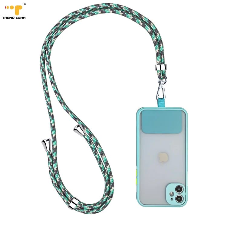 

Single Necklace Strap Lanyard Case Rubber Coating Crossbody Cell Phone Bag For iPhone 12, Black, purple, yellow, red, dark green