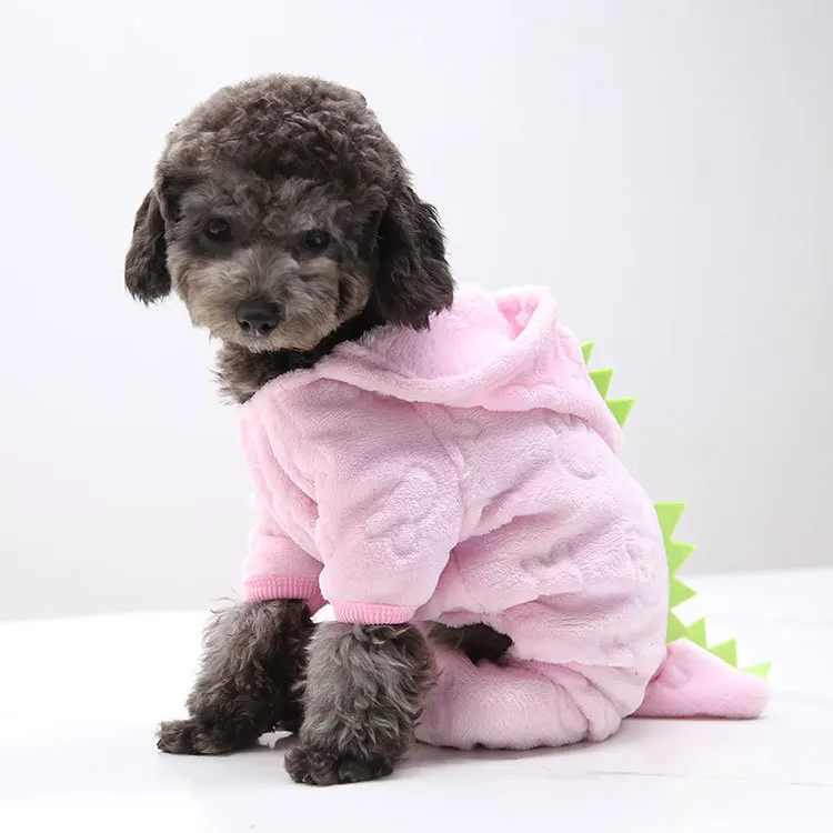 

Drop Shipping Coral fleece Winter Autumn Cute Dinosaur Xxs Sphynx Cat Dog Blanks Clothes For Dogs, Customized color
