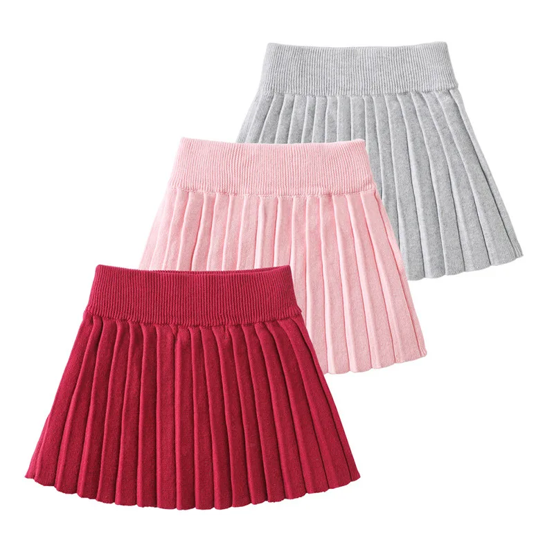 

Wholesale 2022 Children's Wear Sweet Girls' Half-skirt Children's Knitting Fold Skirt High Waist Pleated Skirt, Customized color