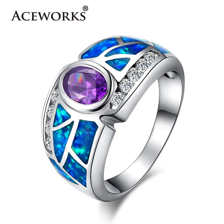 

ACEWORKS RN2402 Aceworks New 925 Sterling Silver Jewelry Wholesale Ring with Opal Stone