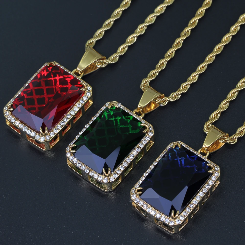 

TUNKALL SN197 4 Colors Pendant Necklace stainless steel necklace Hip Hop Pendant