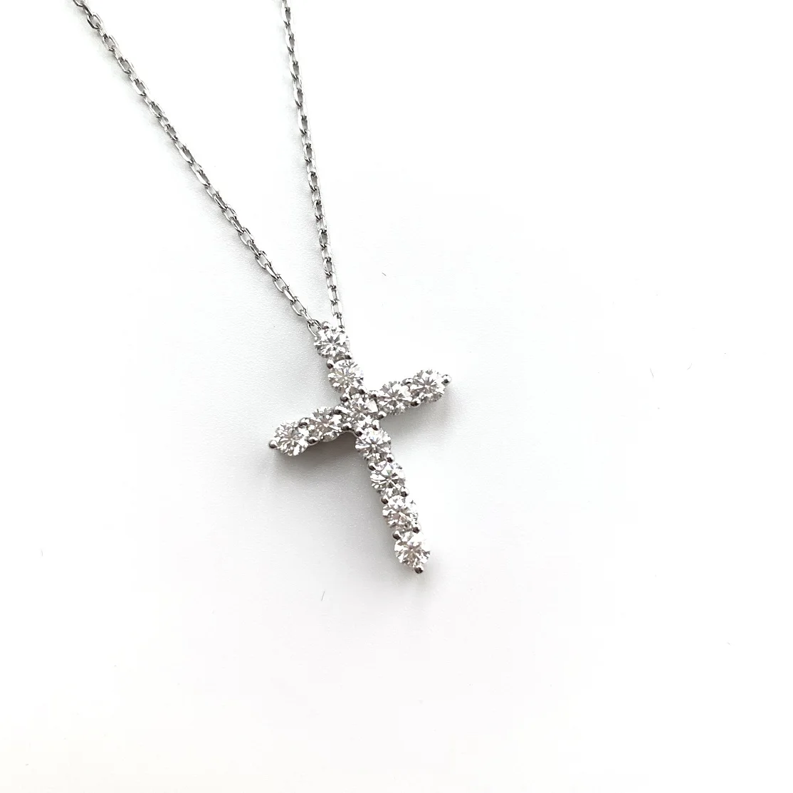 

925 silver Small all moissanite Cross 3mm*11 Pendant Necklace Religious Christian Jewelry
