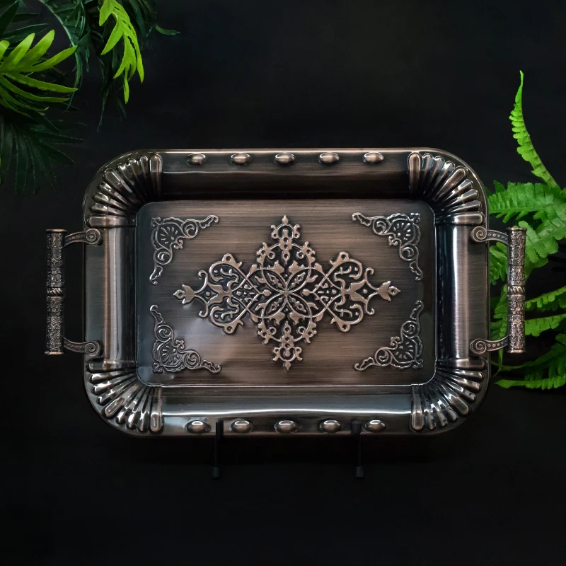 

New Arrival Ethiopian Square Stainless Steel Serving Tray For Hotel Size 36x25.5cm Decorative Tray