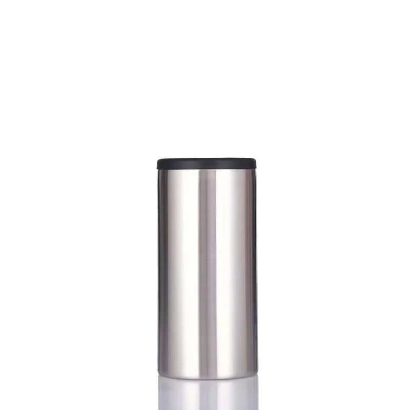 

12oz stainless steel skinny straight sublimation blank tumbler can cooler with two lids, Customized color