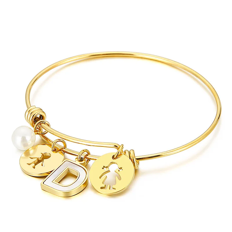 

Wholesale 2021 Modern stylish stainless steel initial bracelet letter jewelry 26 Letter Initial Bracelet, White