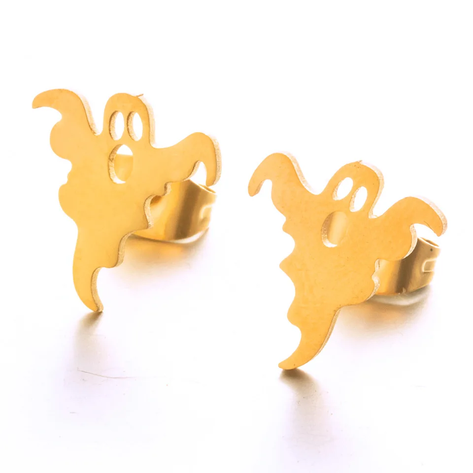 

2020 Women Wholesale Jewelry Personalized Gold Silver Plated Halloween Ghost Stud Earrings
