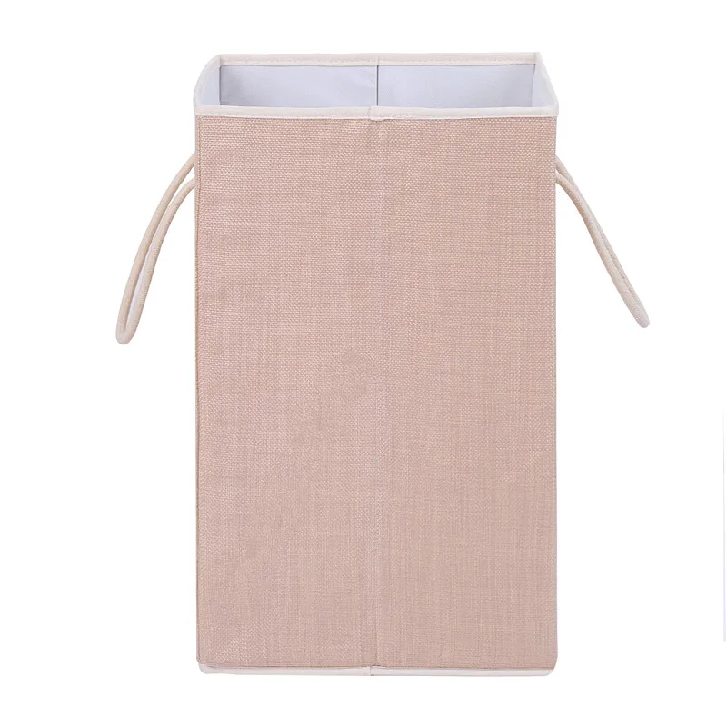 

rope handle storage hamper square cream durable folding laundry baskets for gifts, Beige