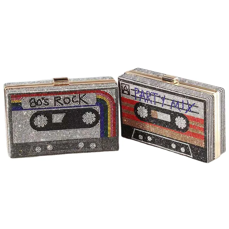 

BM9052 Bling Ladies Vintage Tape Shape Clutch 2021 Women Crystal Evening Bags Wedding Party Diamond Box Minaudiere Clutch Purse