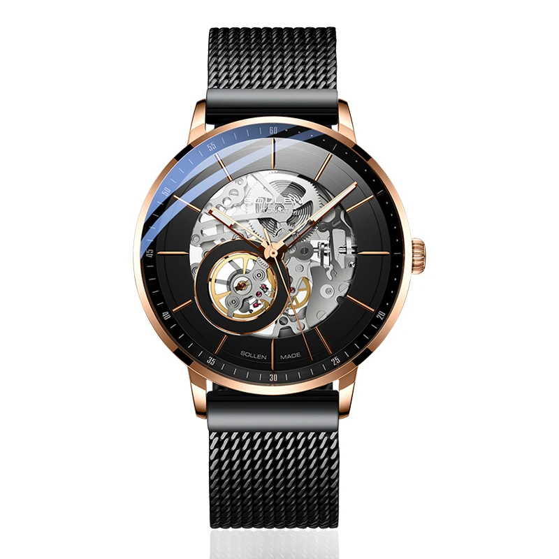 

SOLLEN wristwatch automatic watch for men relogio masculino hollow wristwatch men watches manufacturer