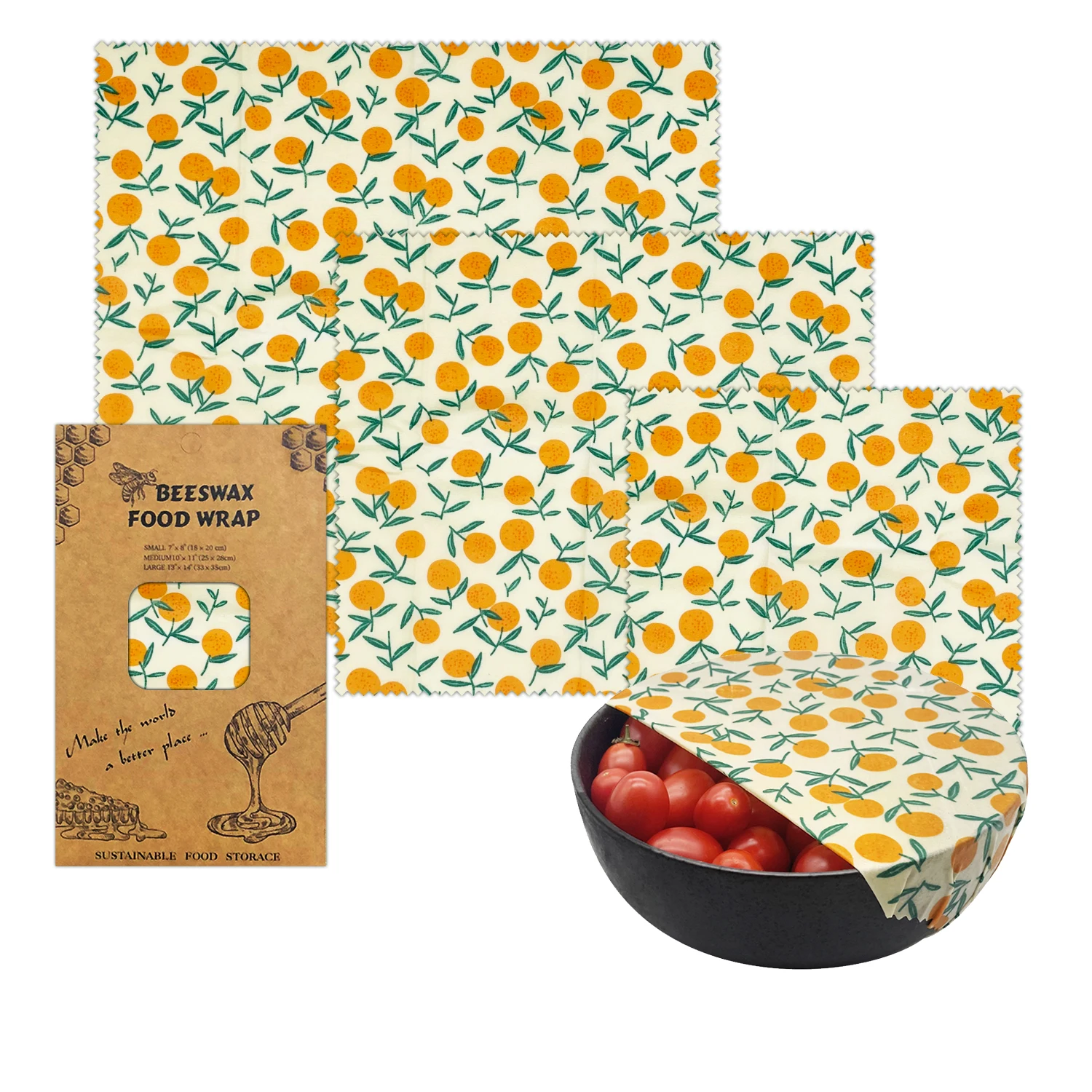 

Best Selling Sandwich Lunch Food Fresh-keeping Cloth Pack Wrap Natural Biodegradable Beeswax Wrap Reusable Beeswax Food Wraps