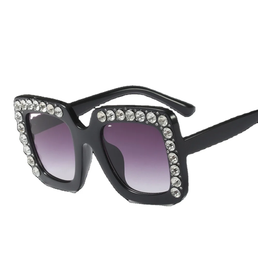 

2021 Fashion Large Frame Sun glasses Crystal Rhinestone Girls Sunglasses