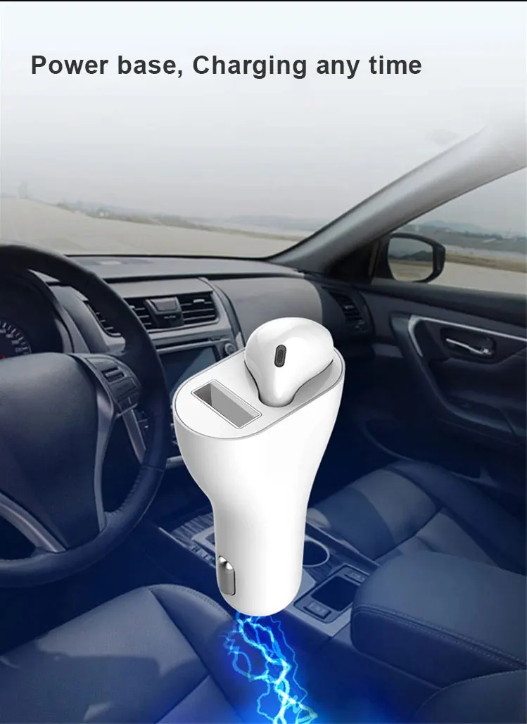 2 in 1 True TWS Car charger earphone blue tooth headset Wireless Single Side in ear Earbud usb car charger headset earphone - ANKUX.COM
