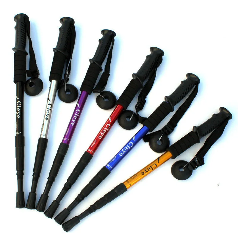 

Four section straight handle aluminum alloy shock absorption Climbing Stick