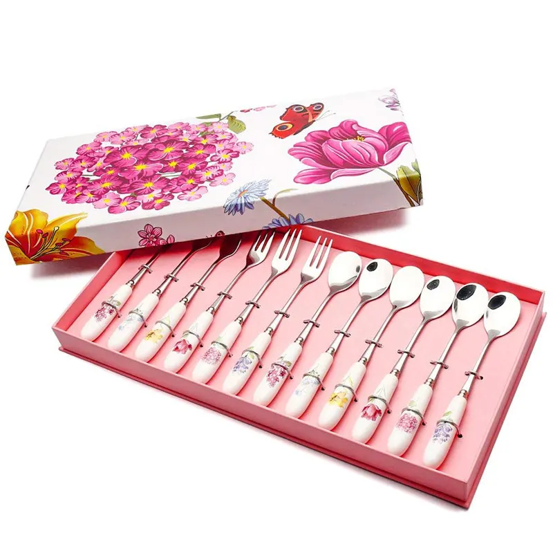 High Quality 12 Pcs Spoon And Fork Sets Ceramic Handle Buy 12 Pcs