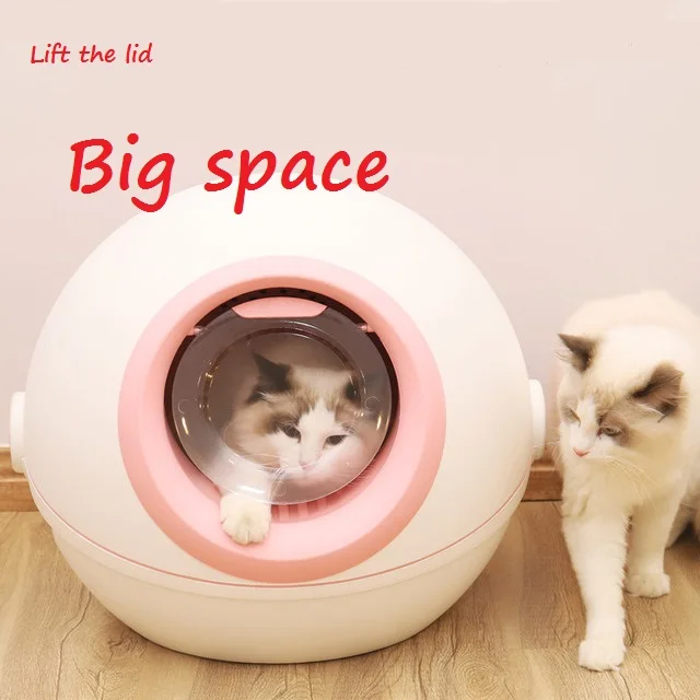 

2021 New cute cat litter box enclosed large cat toilet dissipate odor anti-splashing cat litter box, Sky blue,light grey,pink
