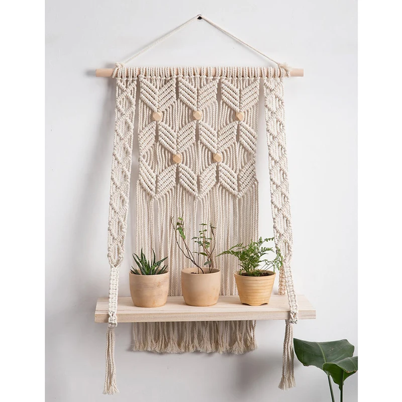 

Made In China High Performance 1 Tier Macrame Wall Hanging Shelf, Customizable