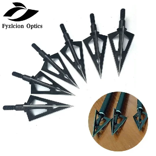 

100 Grain Arrowhead Tip Point Telflon Surface Treatment Broadhead Arrow Bow Hunting Beast Arrow Head 3 Blades, Black