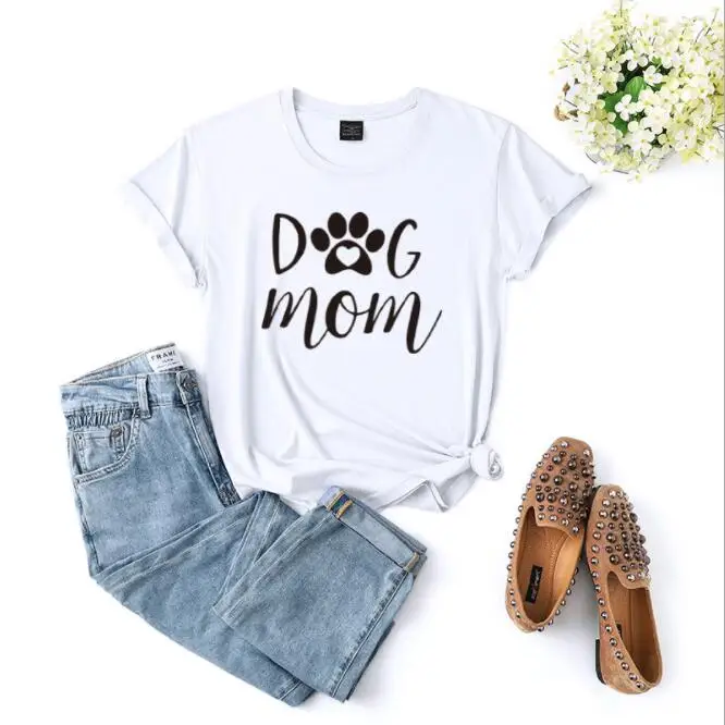 

2020 fashion new fun dog mom fashion personality letter printing T-shirt 100% cotton women's top T-shirt