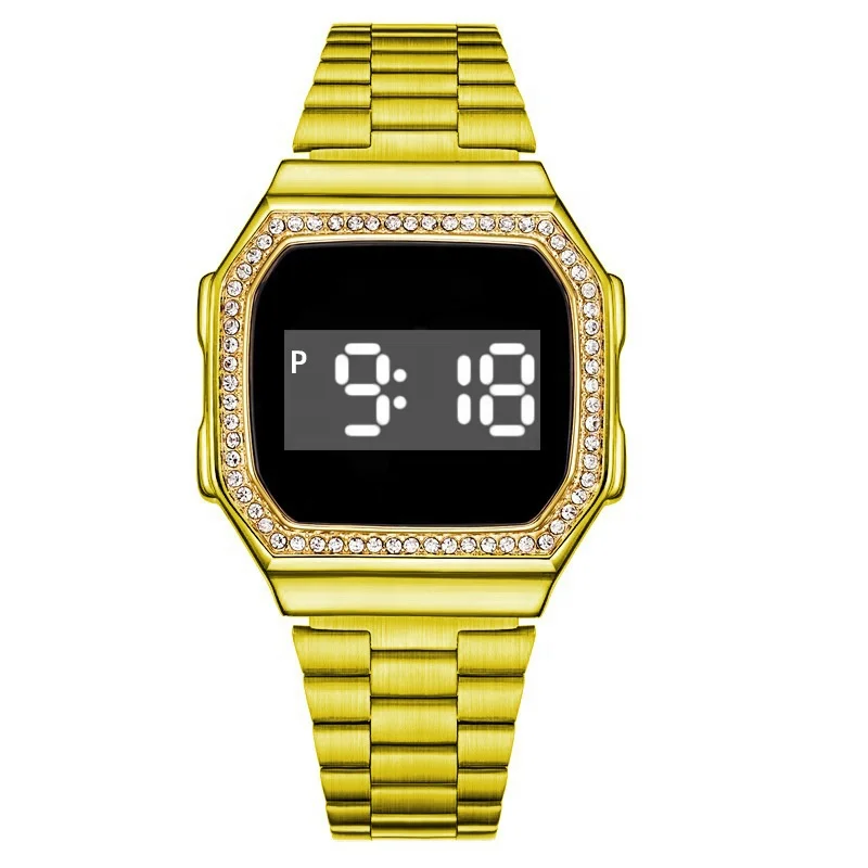 

casi metal band diamond British couple touch screen led watch sport stainless steel back gold plated wrist watch for women