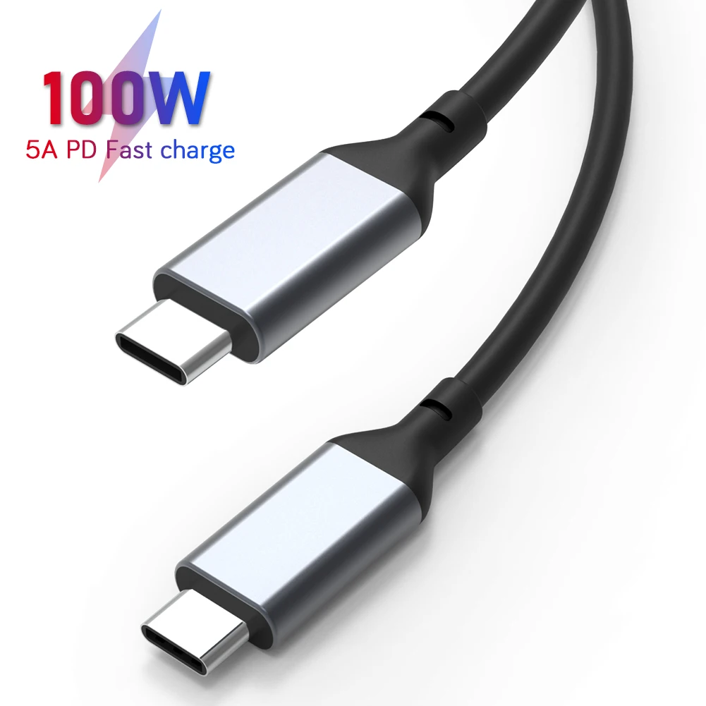 

100w 5a Fast Charging USB c to USB c Cable for Laptop, Black/white