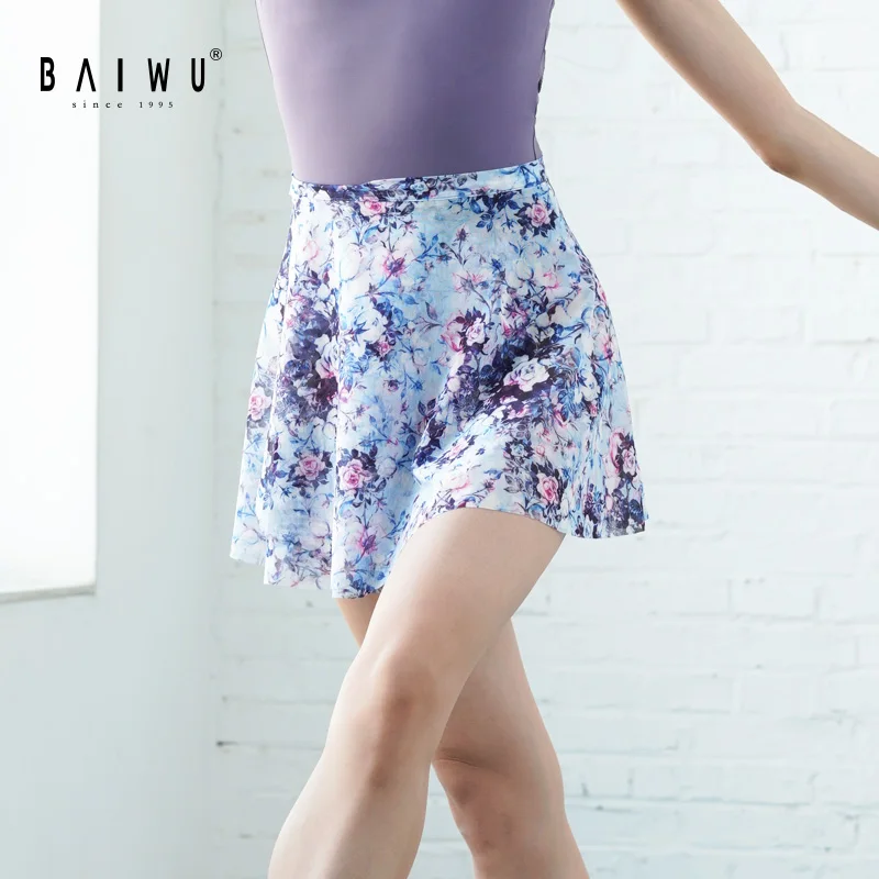 

119143005 Baiwu Ballet Dance Floral Mesh Wrap Ballet Skirt Adult